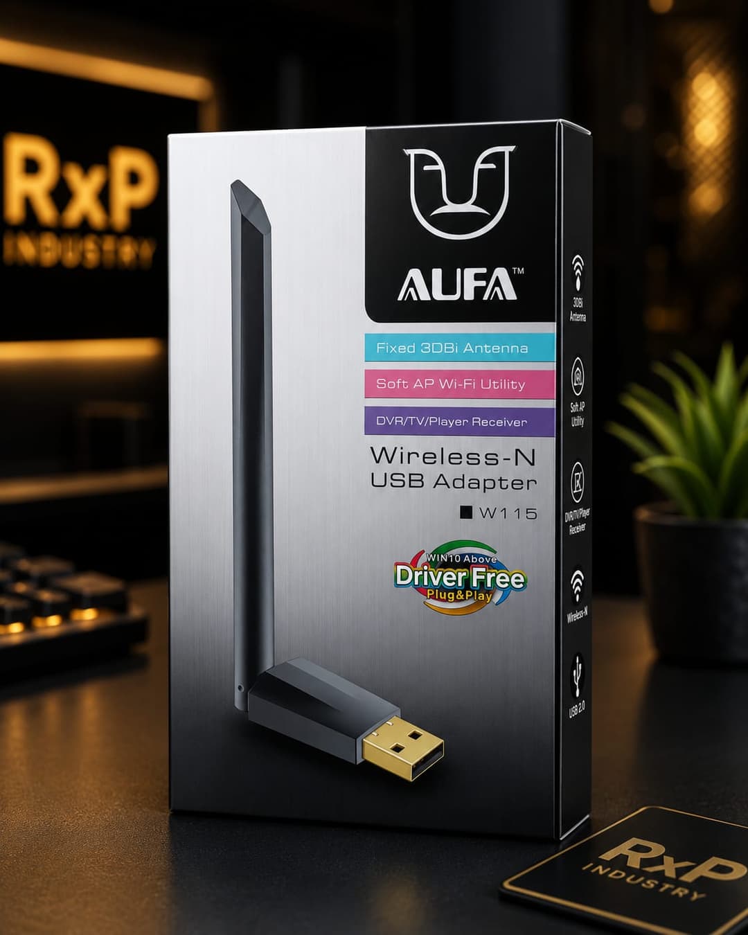AUFA W115 Wireless-N USB Adapter with 3dBi Antenna Driver Free