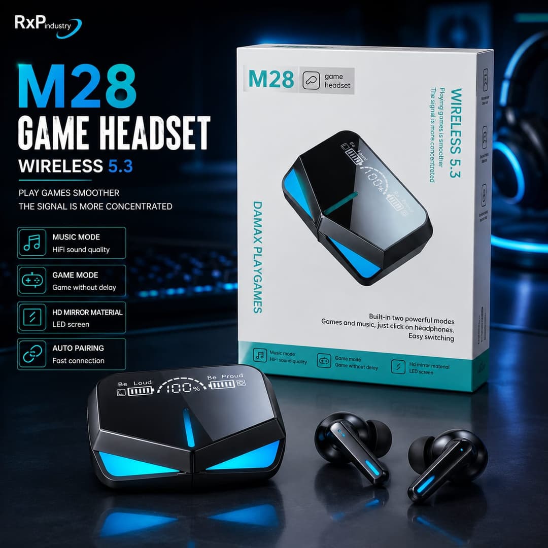M28 Gaming Wireless 5.3 RGB LED Display TWS Earbuds
