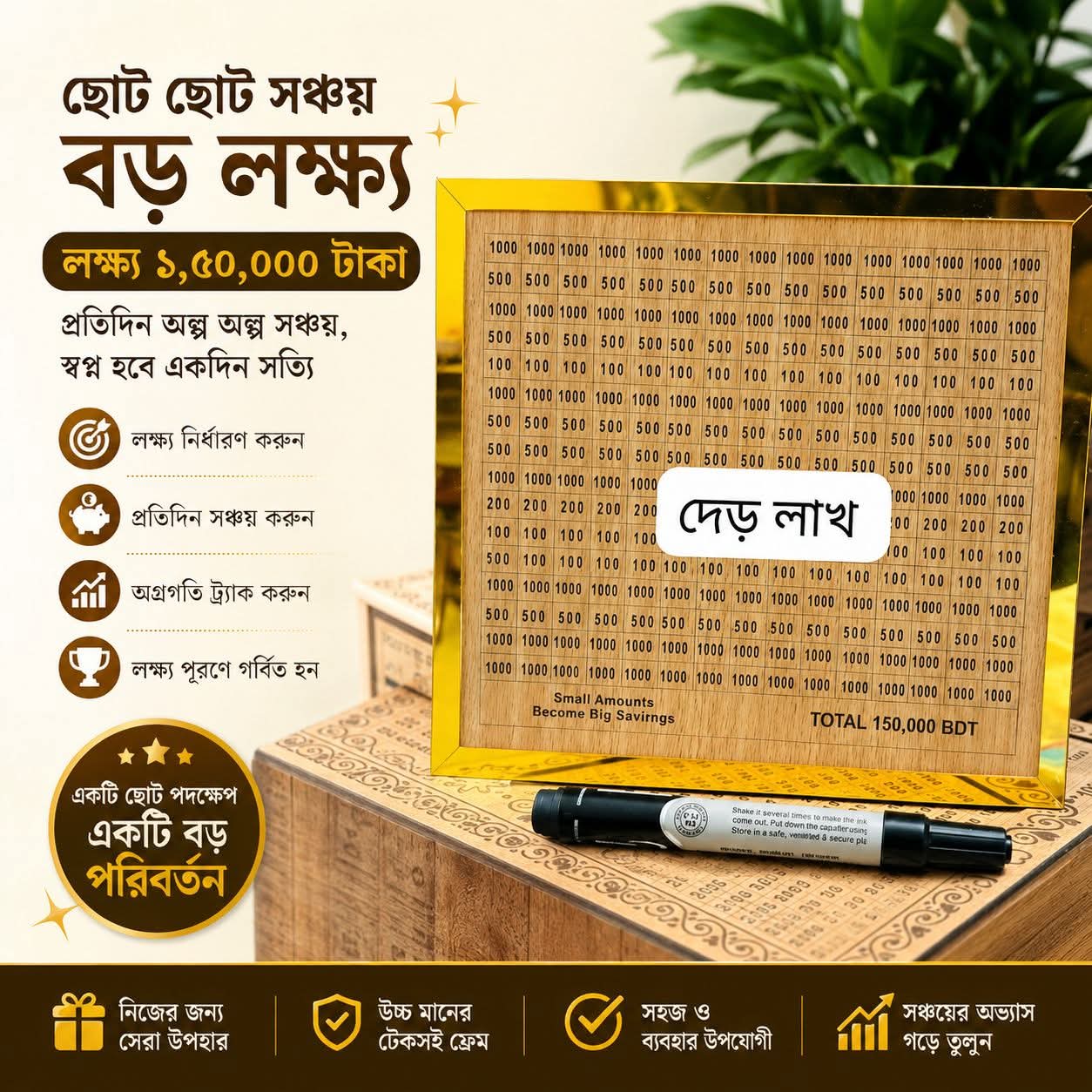 150,000 টাকা Savings Challenge Board।
