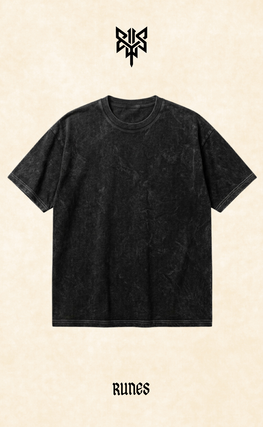 Acid Wash Premium Black Drop Shoulder