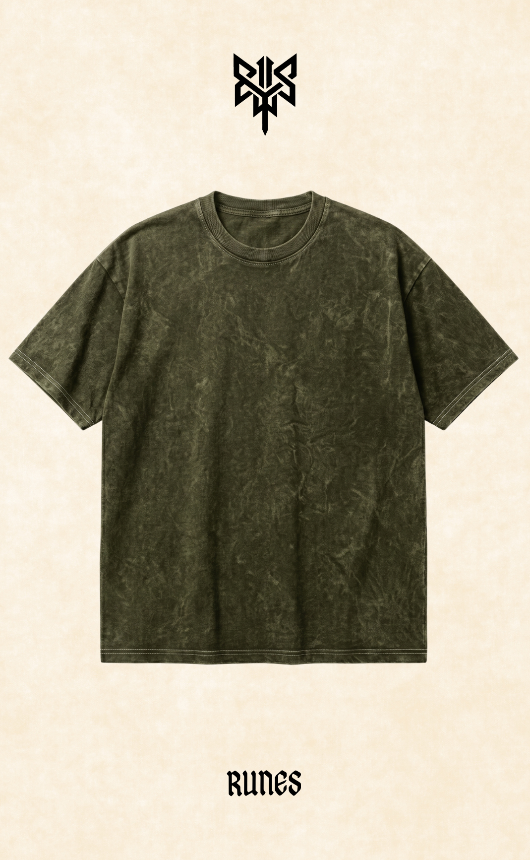 Acid Wash Premium Olive Drop Shoulder