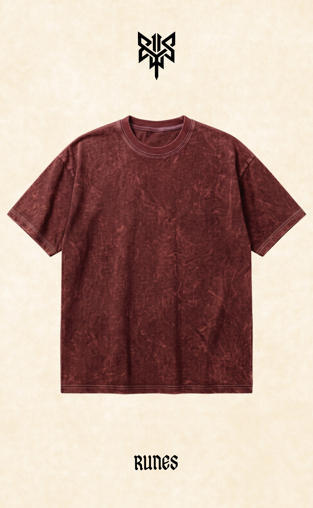 Acid Wash Premium Maroon Drop Shoulder