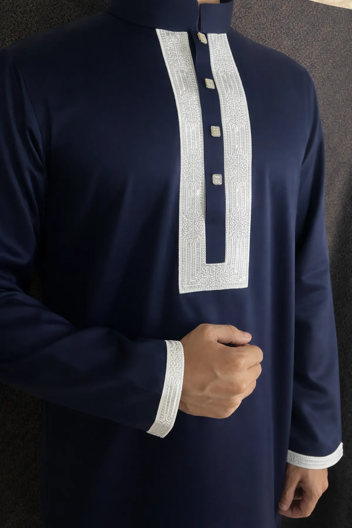 Classic Navy Panjabi (Embroidery)