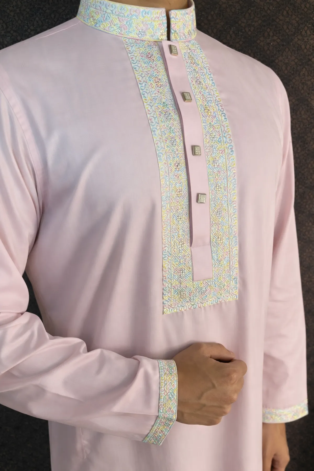 Classic Blush Pink Panjabi (Embroidery)
