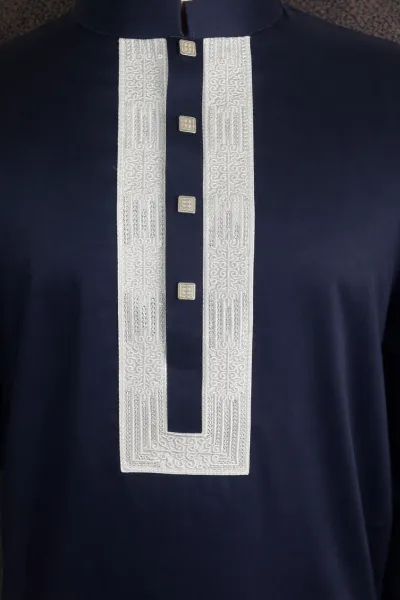 Classic Navy Panjabi (Embroidery)_img_1