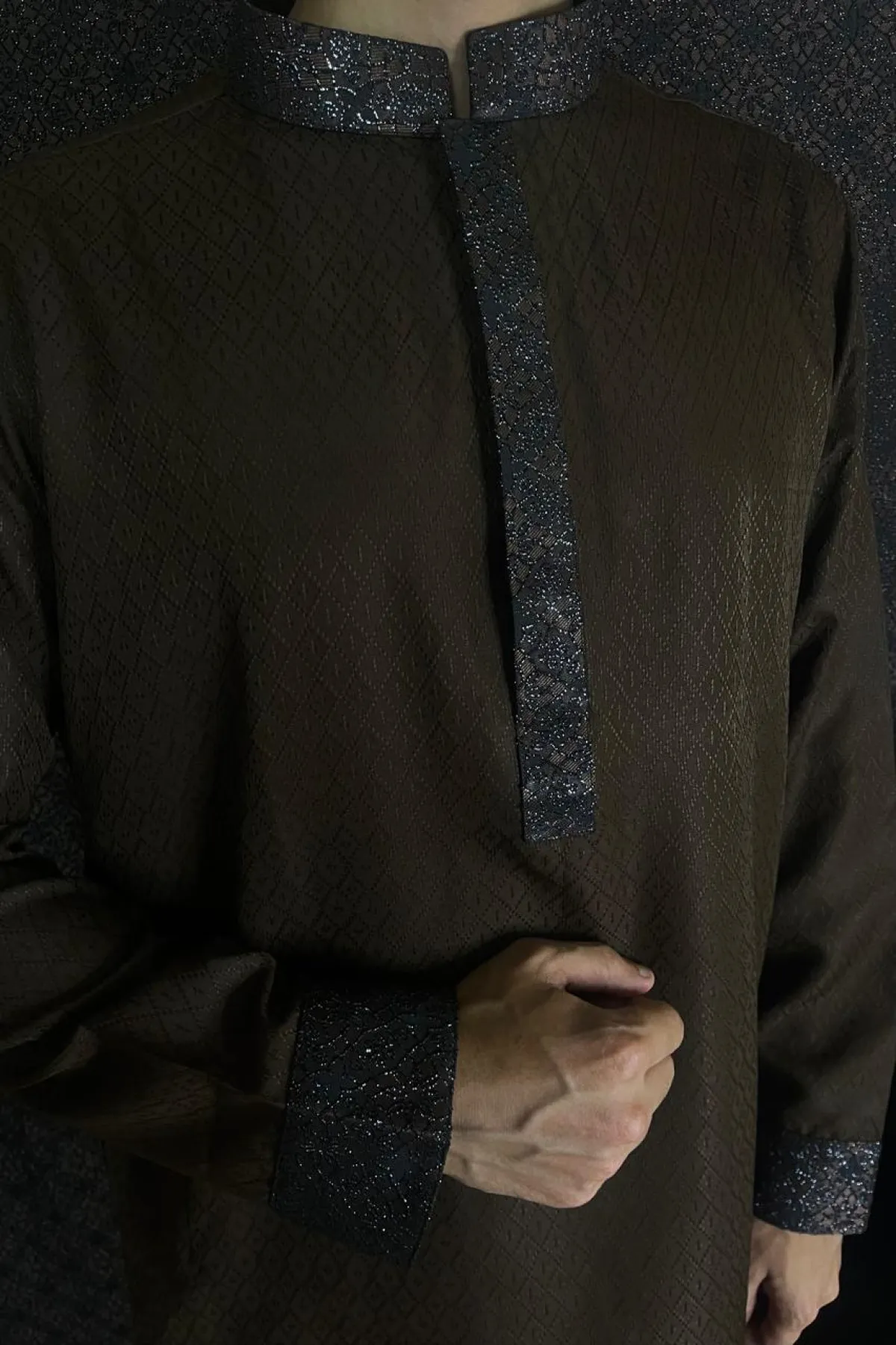 **STOCK OUT**Modern Brown Panjabi (Galaxy Contrast)
