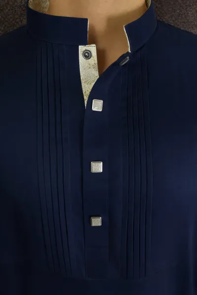 Classic Navy Blue Pleated Panjabi_img_1