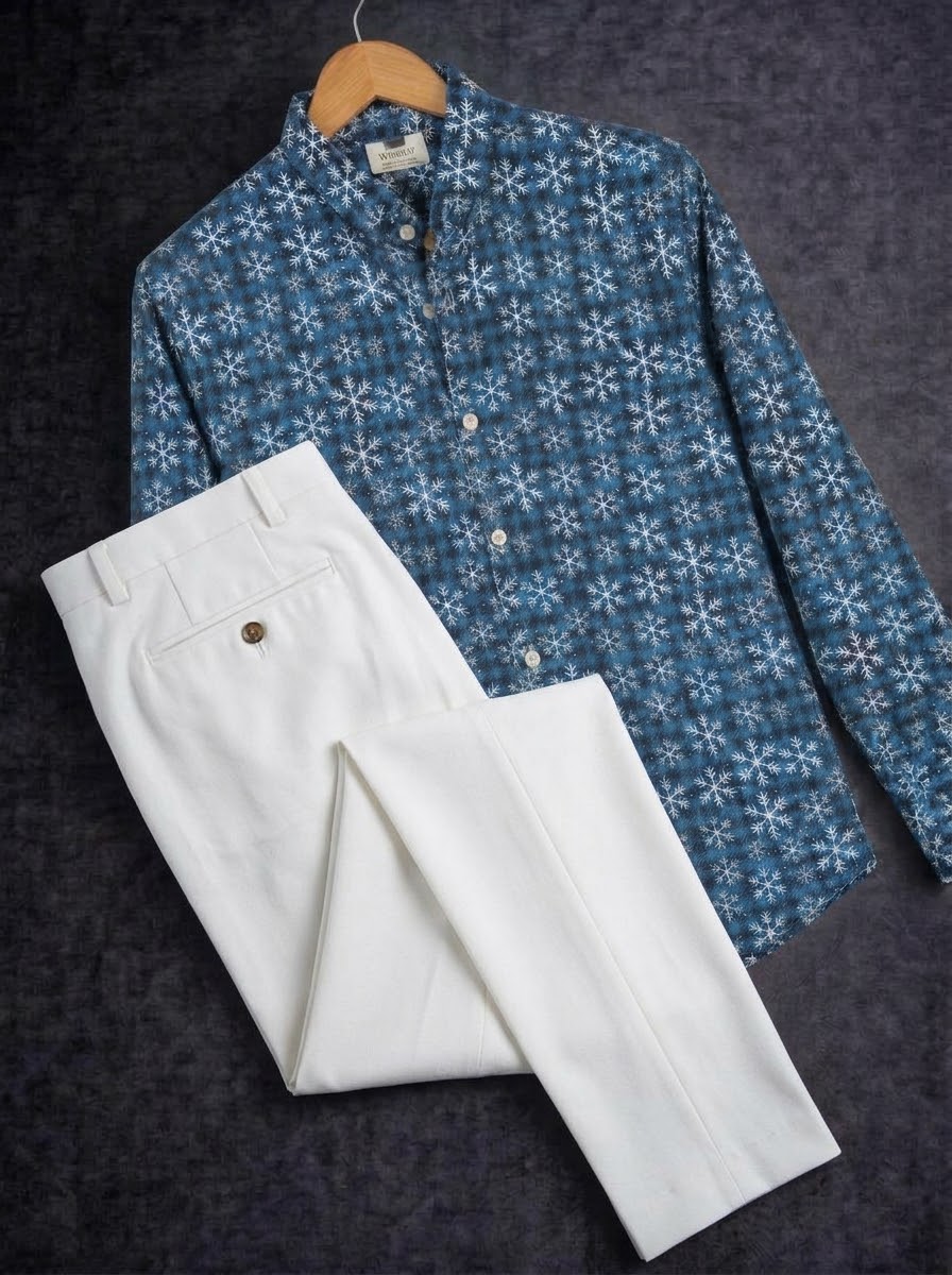 Print shirt with formal pant combo