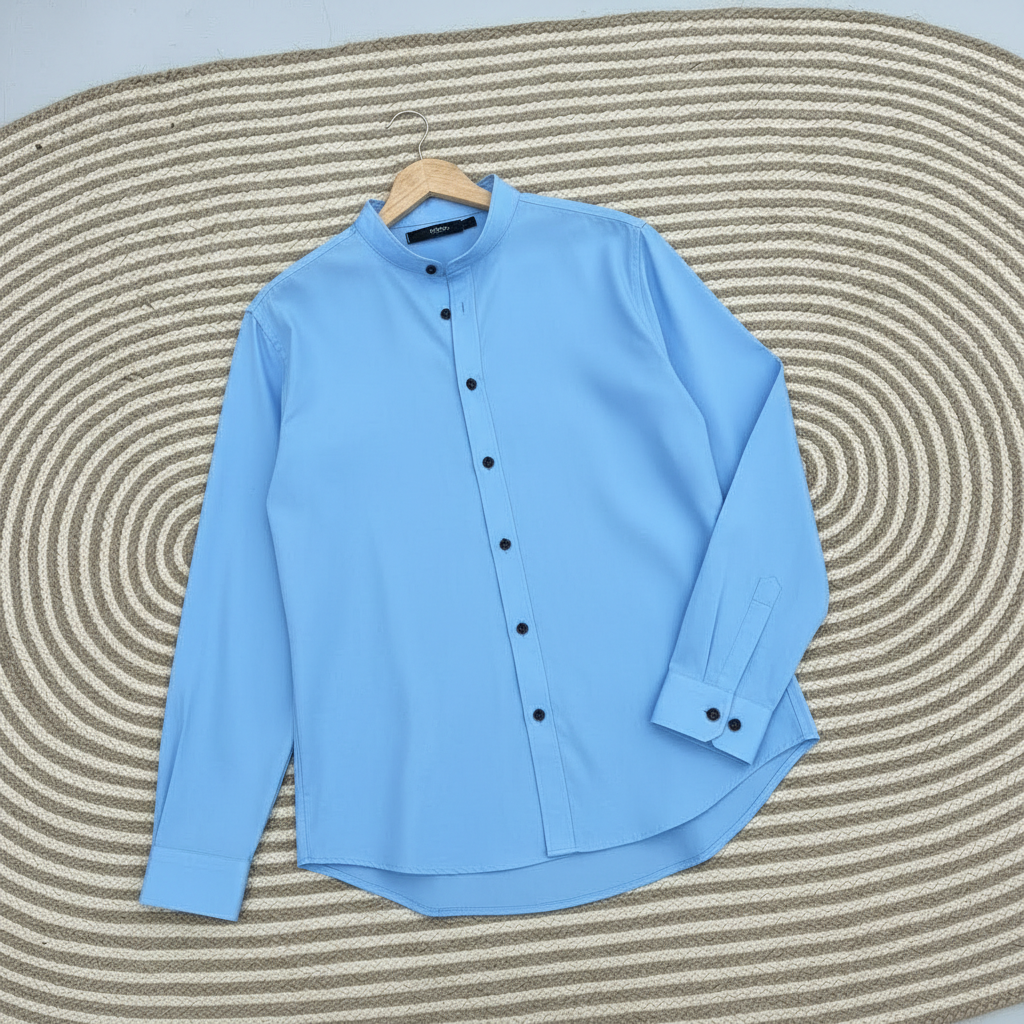 Band Collar shirt Sky blue_img_1