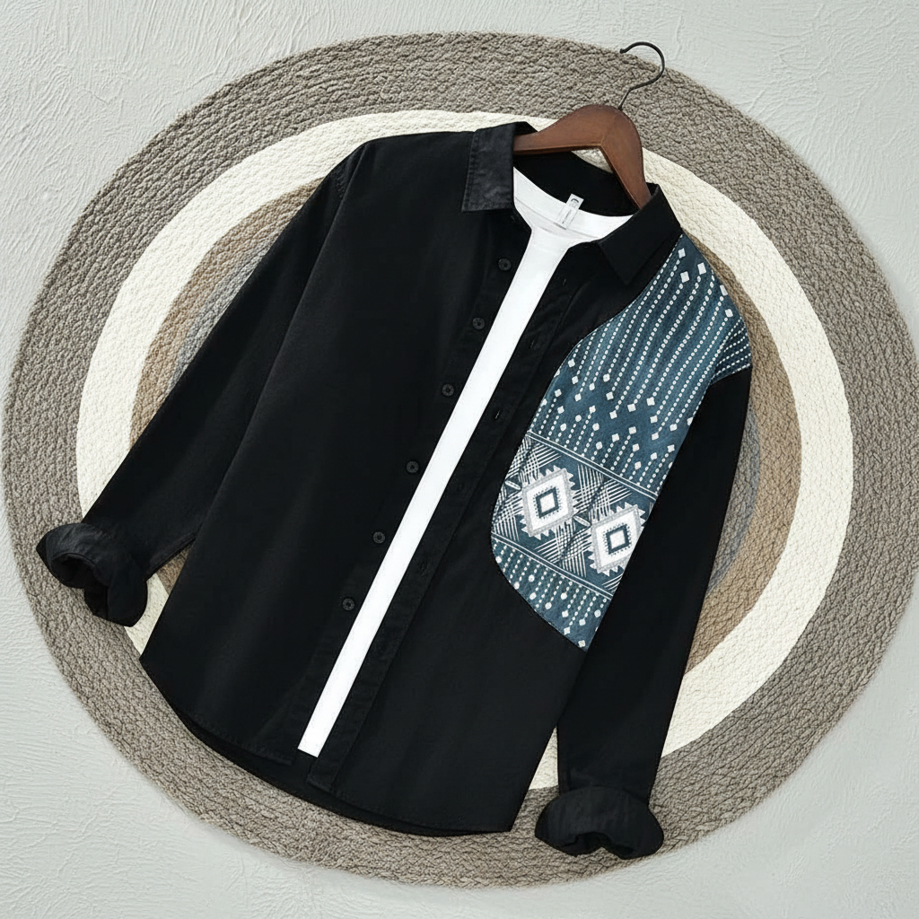 Premium black block design shirt 1015_img_0