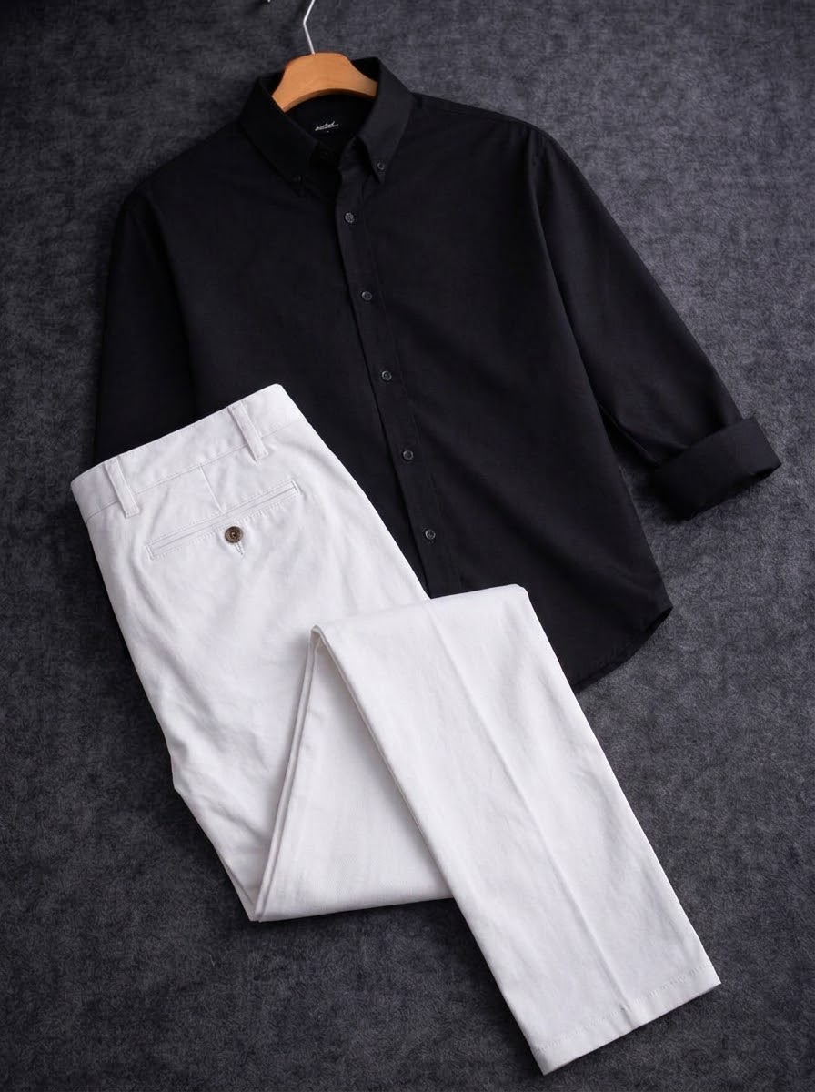 Black shirt with formal pant combo