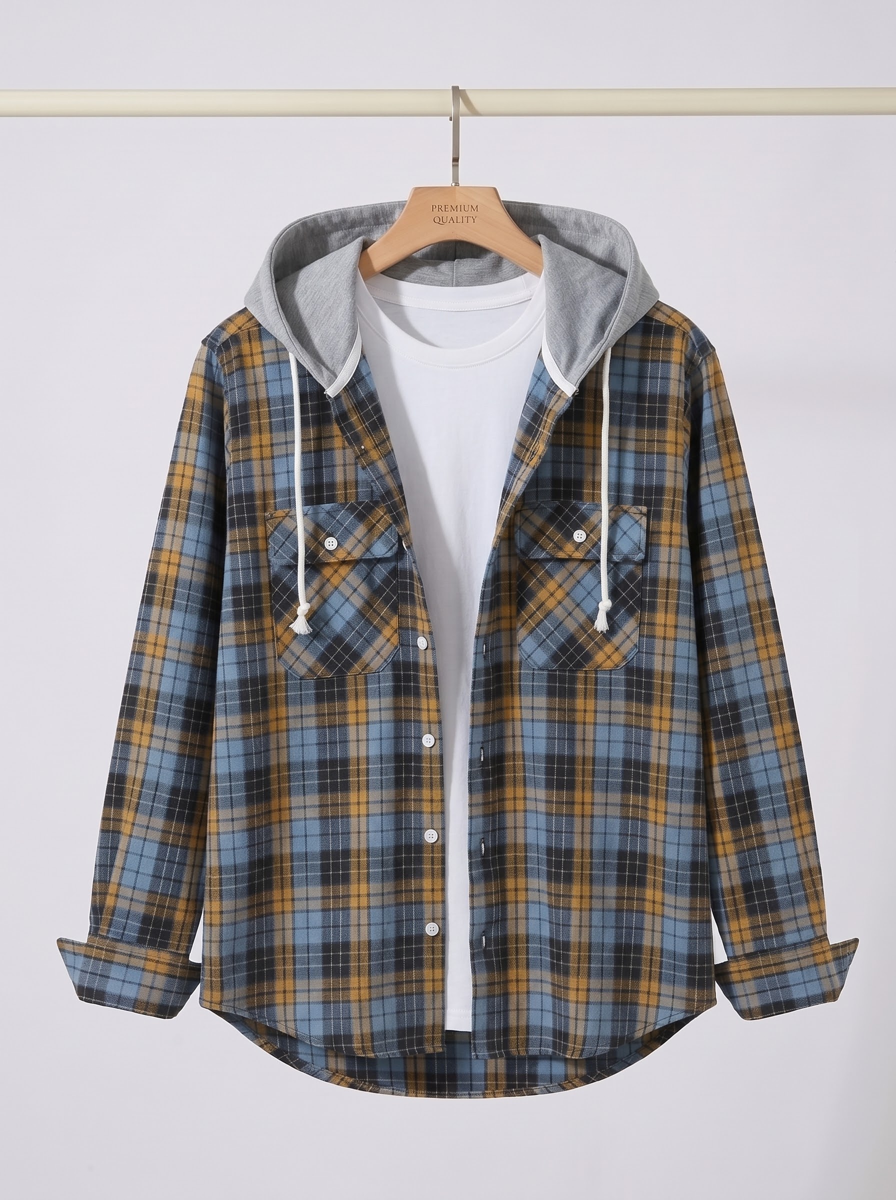Flanel cotton hooded shirt for winter (Unisex)