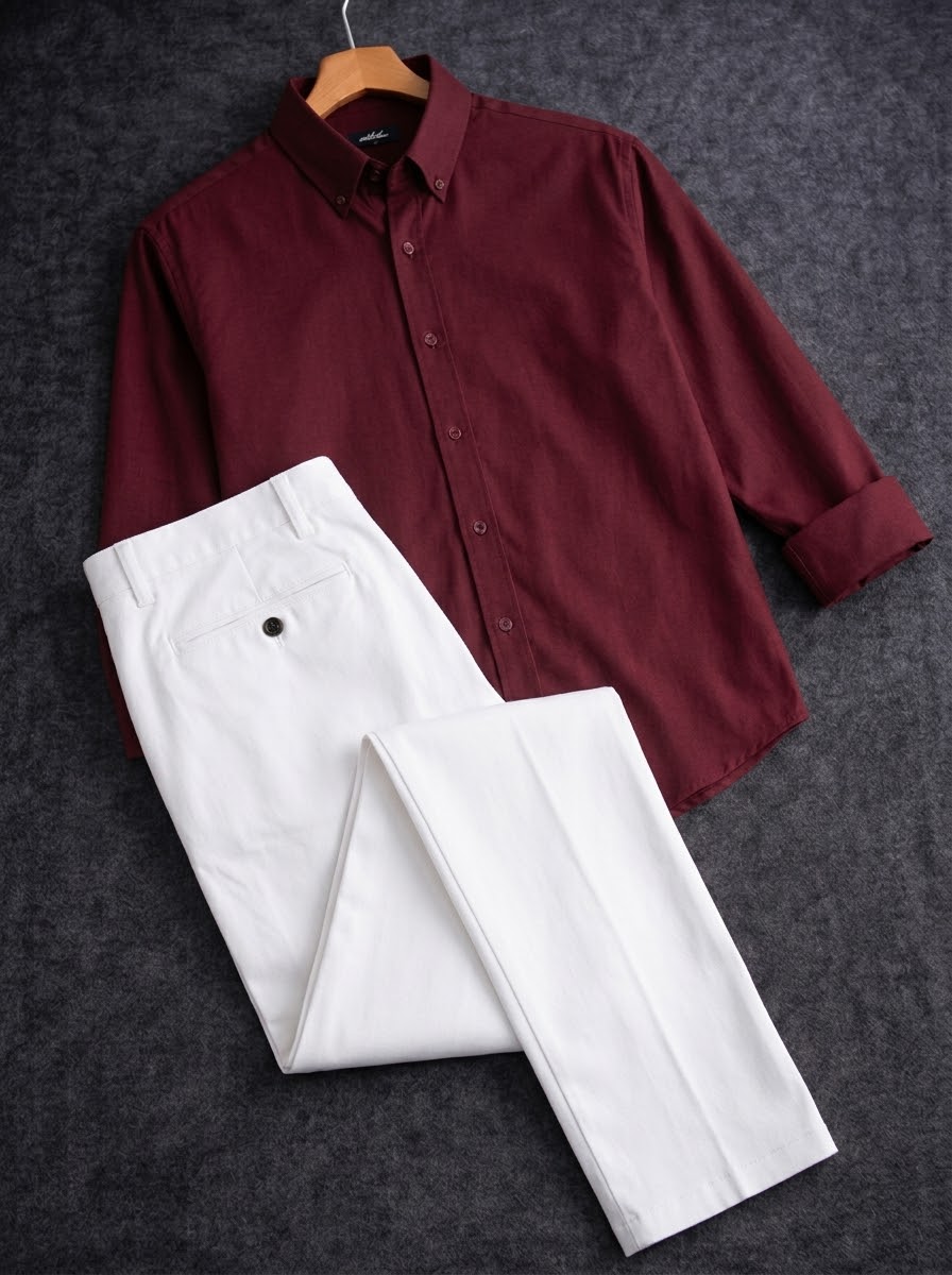 Maroon shirt with formal pant combo
