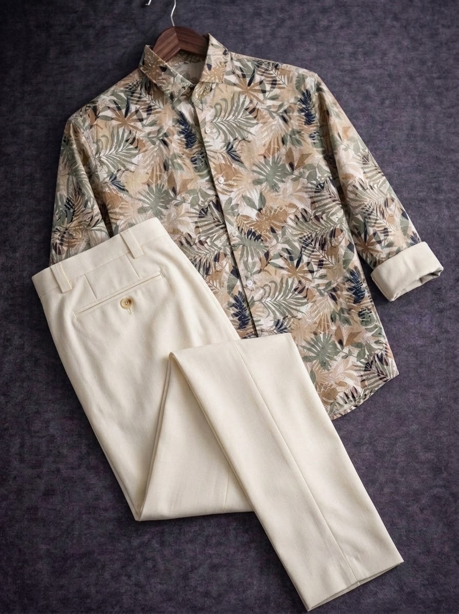Print shirt with formal pant combo_img_1