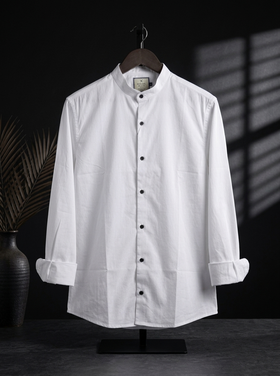 Band colar white shirt for unisex!