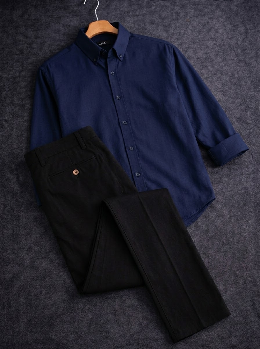 Nevy shirt with formal pant combo