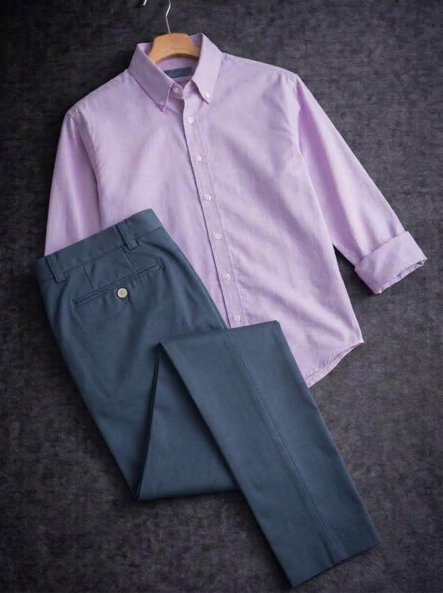 Lavendar shirt with formal pant combo