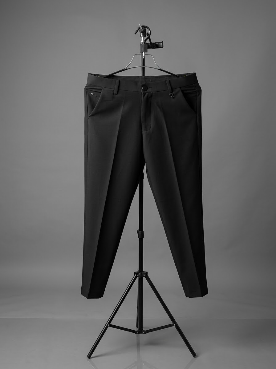Formal solid Black pant -chaina fabric