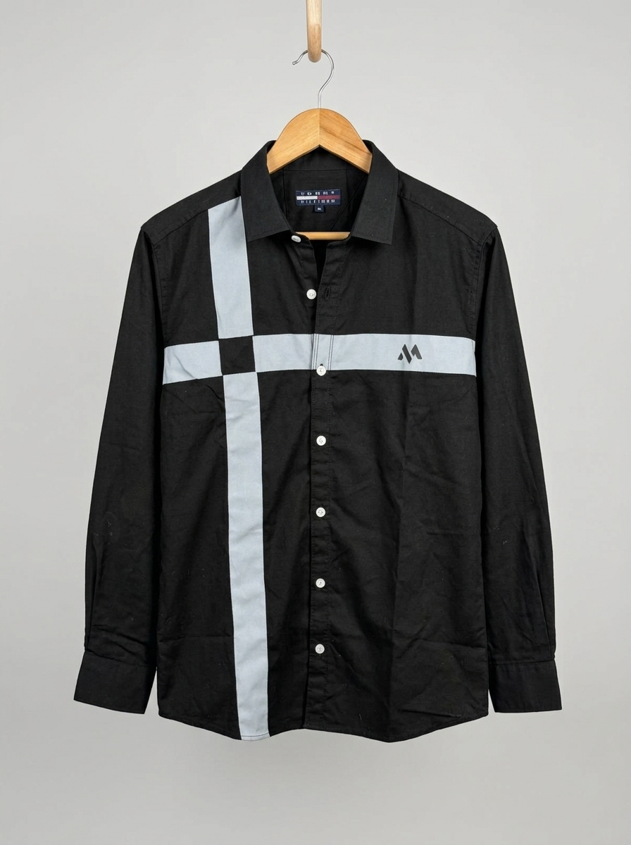 New trendy Block print shirt Black