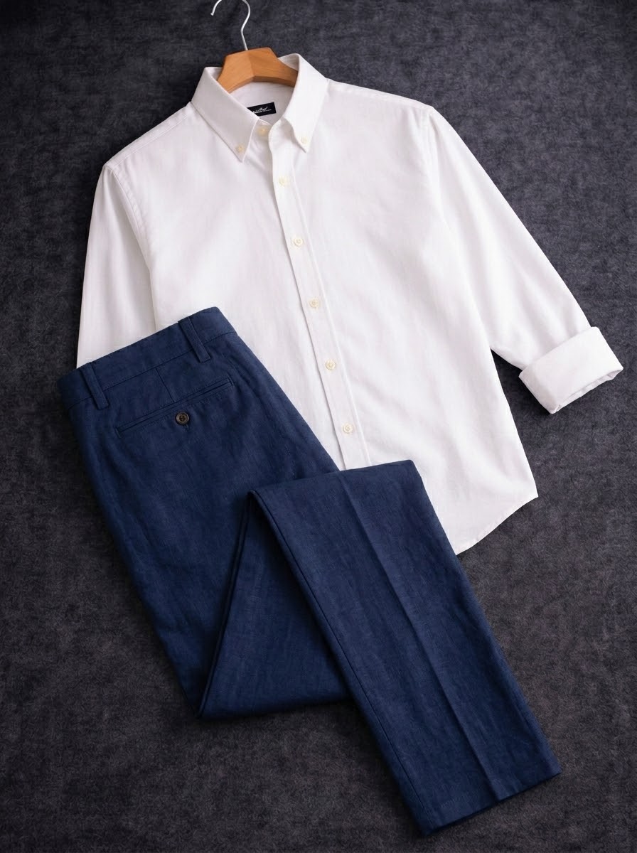 Formal Nevy pant with white shirt