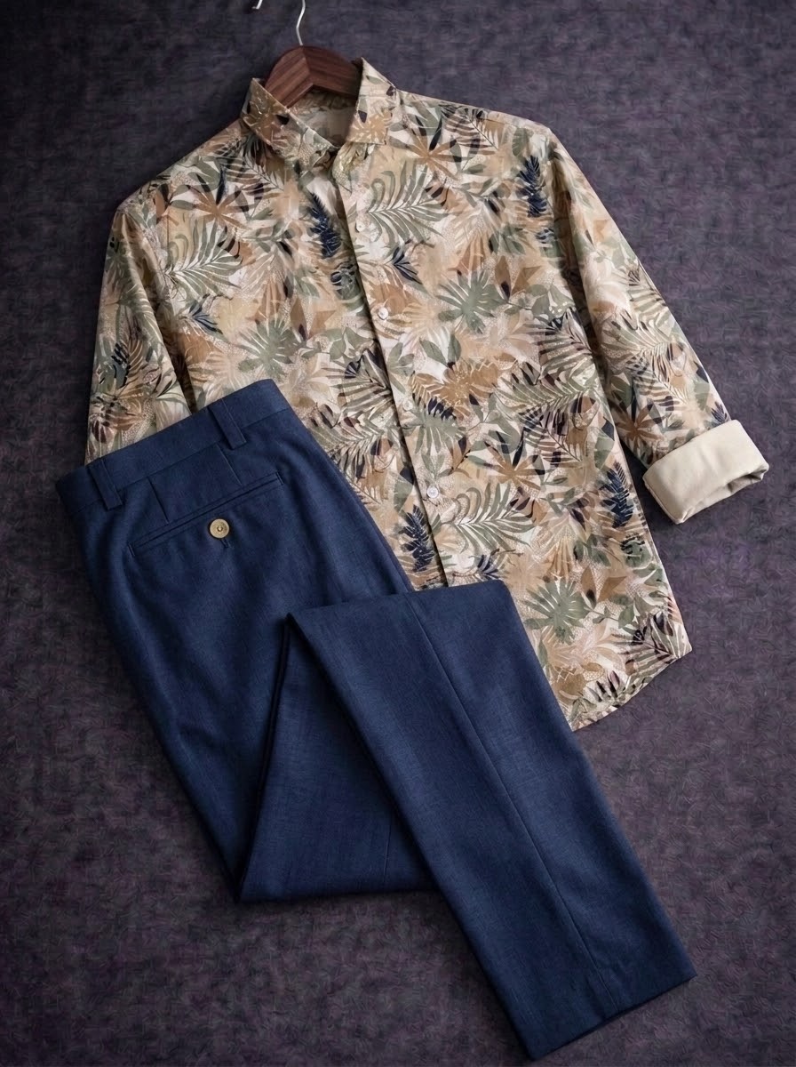 Print shirt with formal pant combo_img_0