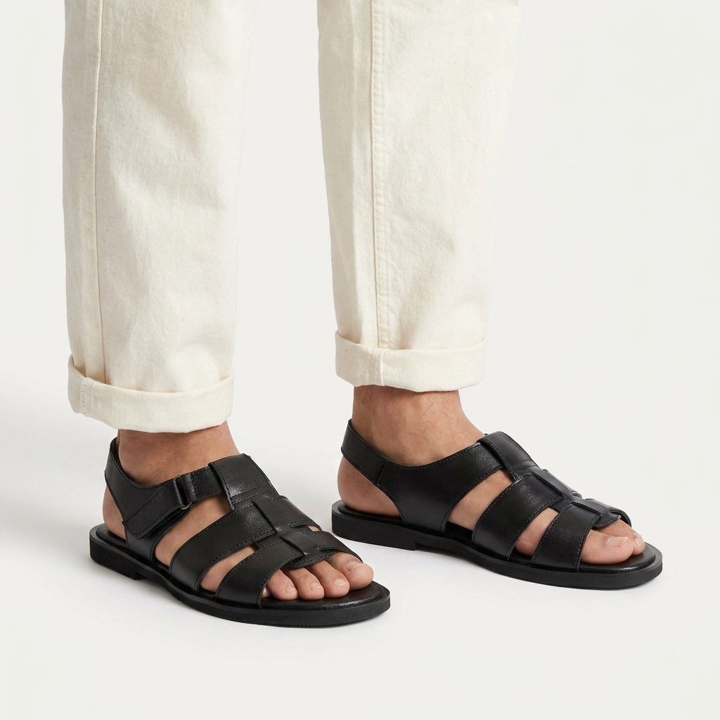 Premium pure lather slipper sandal with belt -004_img_6