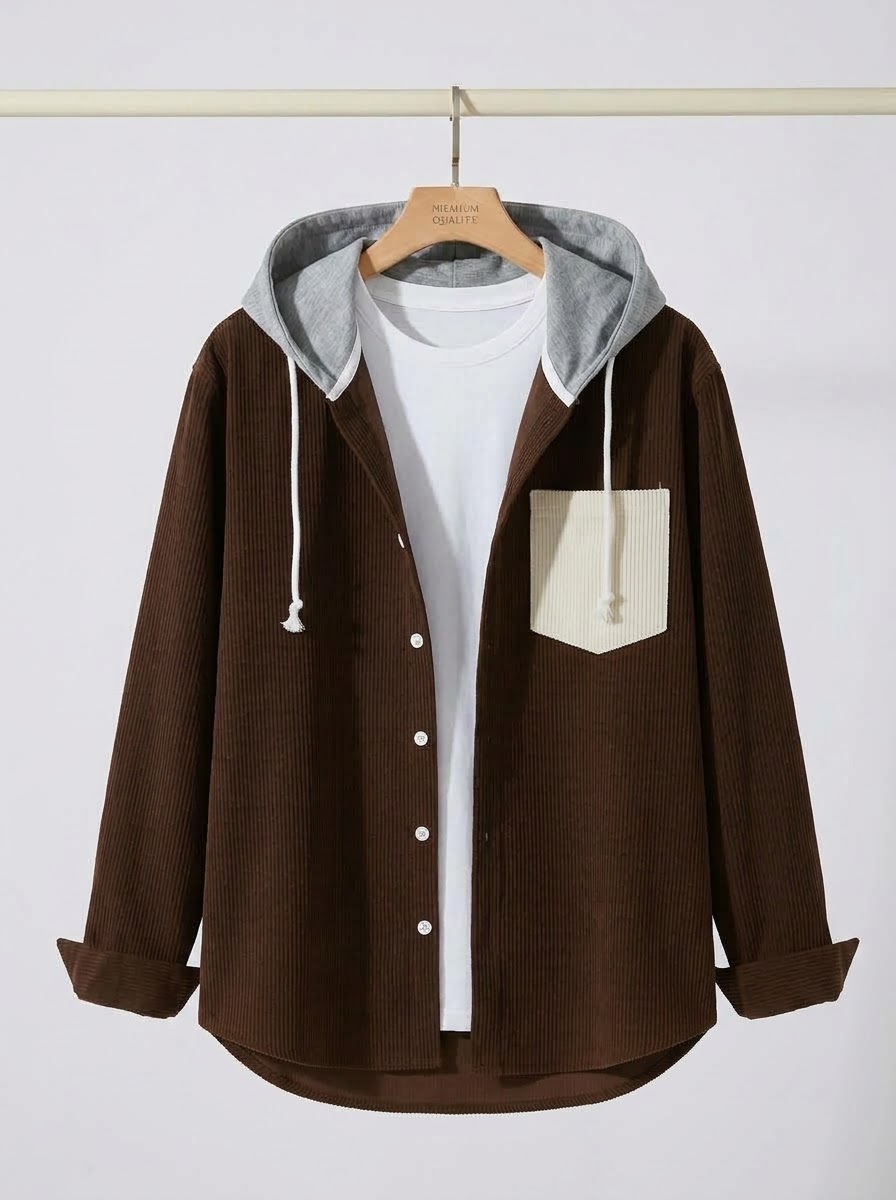 Export corduroy Hooded shirt 017