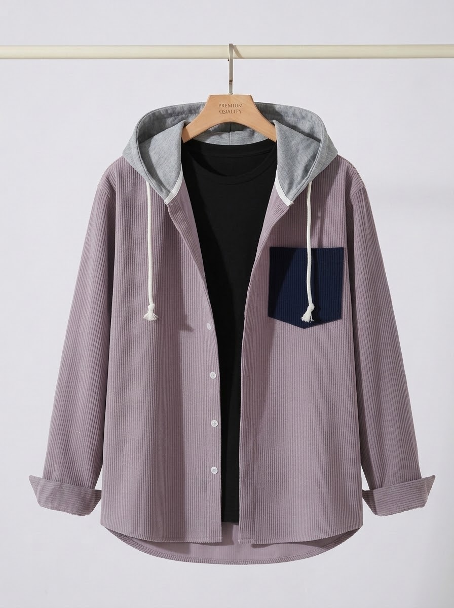 Corduroy hooded shirt for winter (unisex)