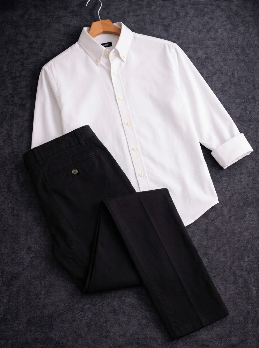 Formal black pant with white shirt -Combo