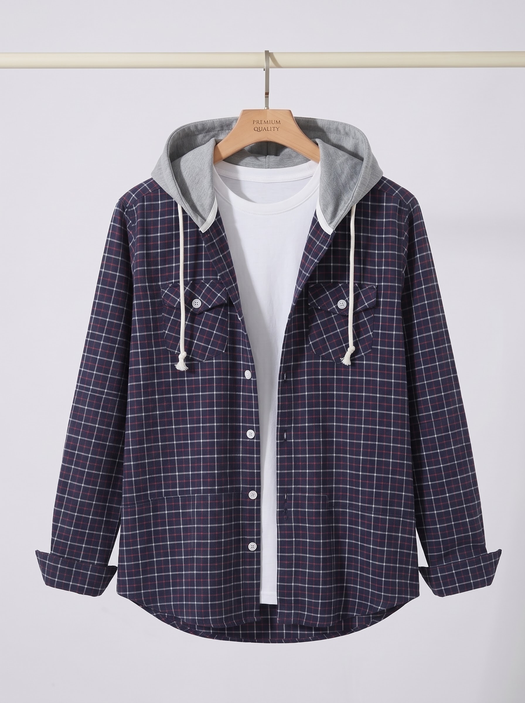 Flanel Check Hooded Shirt (Unisex)