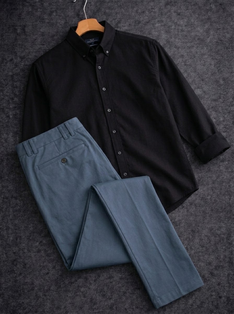Black shirt with formal pant combo