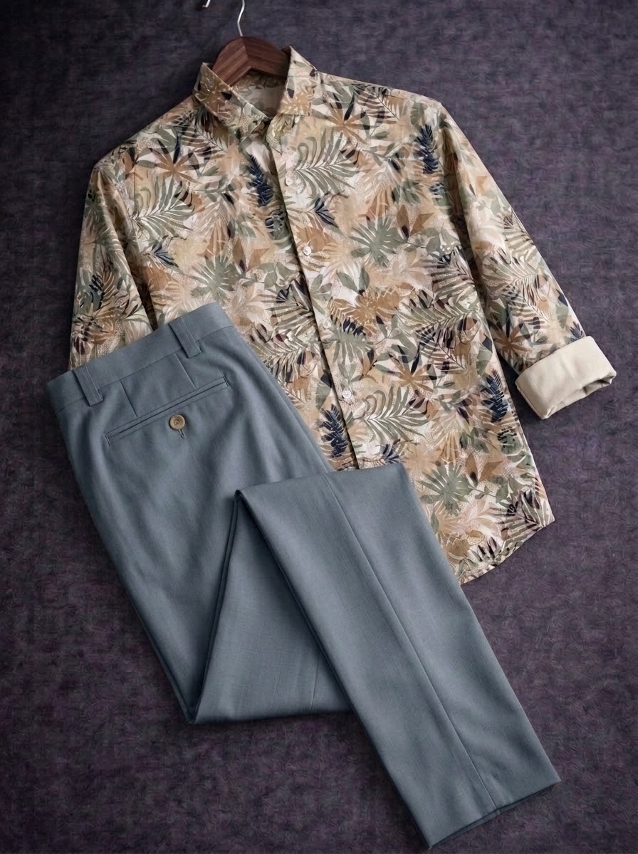Print shirt with formal pant combo_img_3