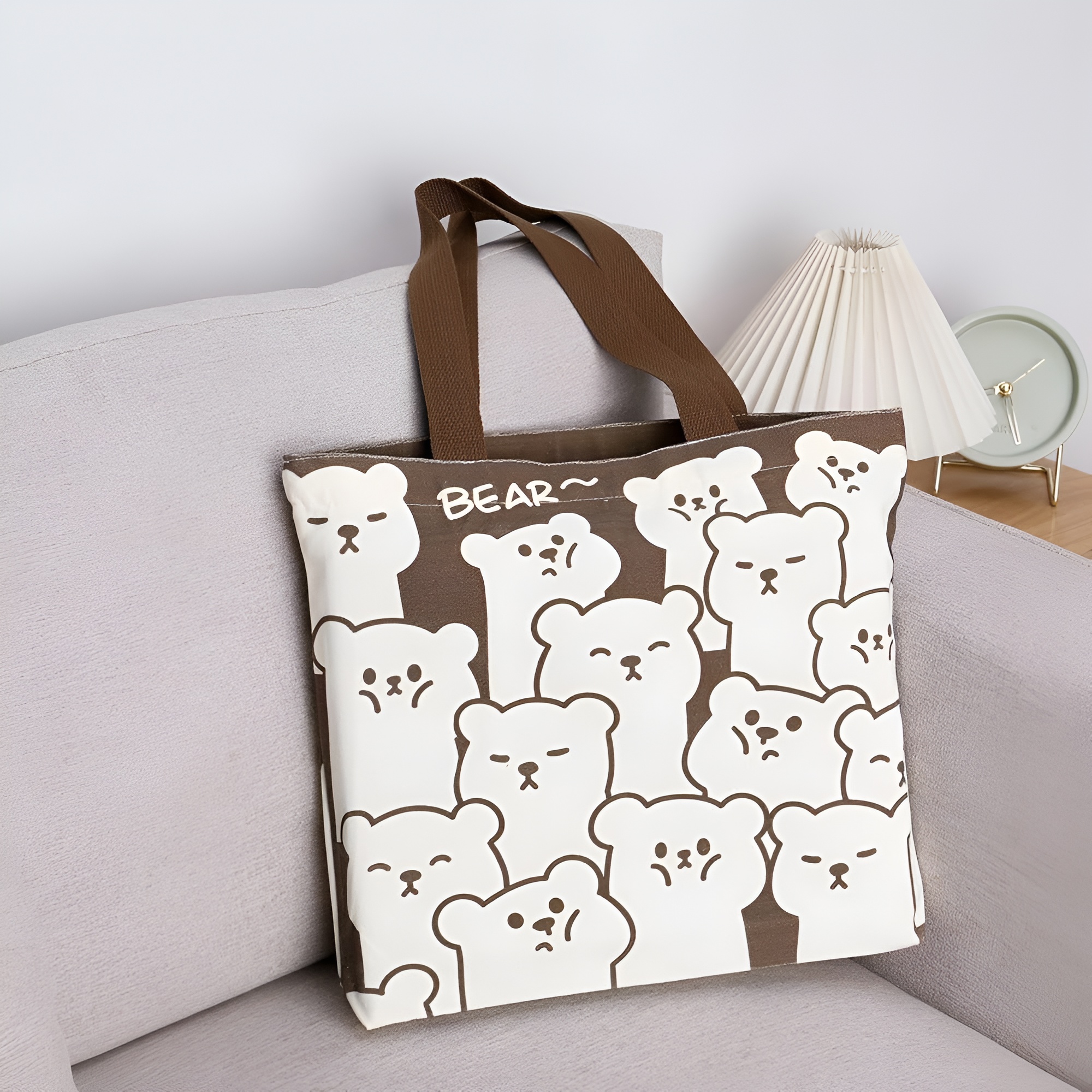 Brown Panda Design Tote Bag