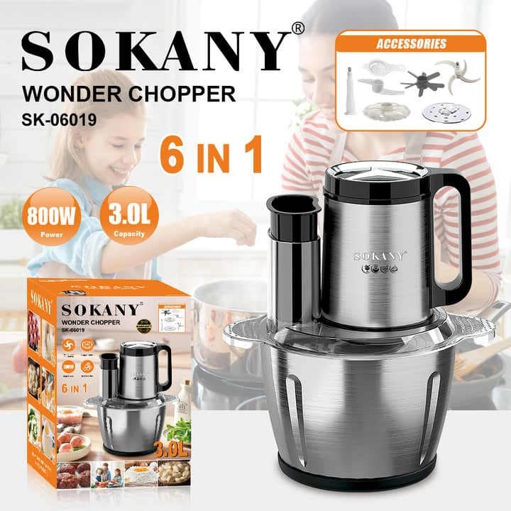 Sokany Wonder Chopper SK-06019 6-in-1 Kitchen Chopper – (Get 2 Premium FREE Products) thumbnail 4