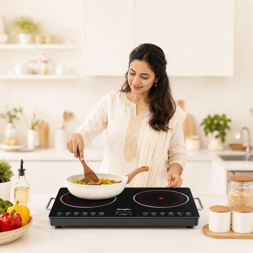 Sonifer SF-3051 new kitchen multifunctional big size dual hot plate sensor electric double induction cooker thumbnail 2