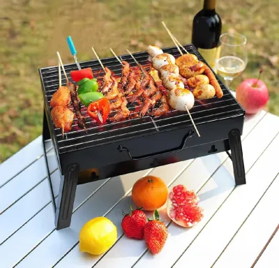BBQ Grill Portable, Charcoal Barbecue Grill Smoker Grill for Outdoor Cooking Camping Hiking Picnics (P-3072)_img_0