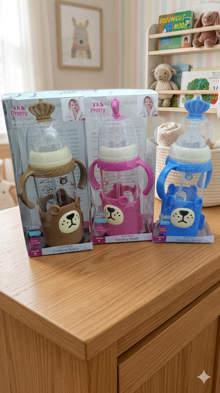 Meiying Tang Glass Bottle//Anti-Fall Baby Bottle//Silicone Sleeve Glass Bottle//Newborn Glass Feeding Set._img_2