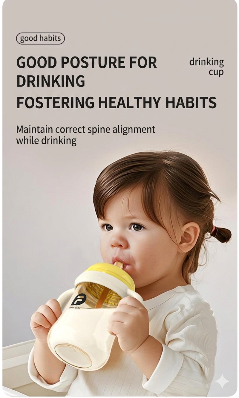 Wide mouth PPSU feeding bottle for newborn baby anti-choking and anti-flatulence feeding bottle for children's pipette cup for big baby direct drinking tube feeding bottle_img_2