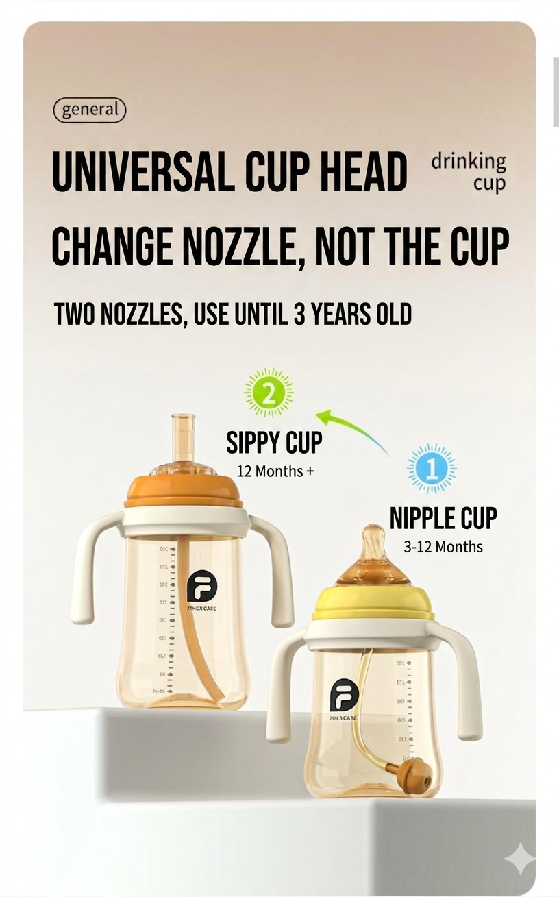 Wide mouth PPSU feeding bottle for newborn baby anti-choking and anti-flatulence feeding bottle for children's pipette cup for big baby direct drinking tube feeding bottle_img_0