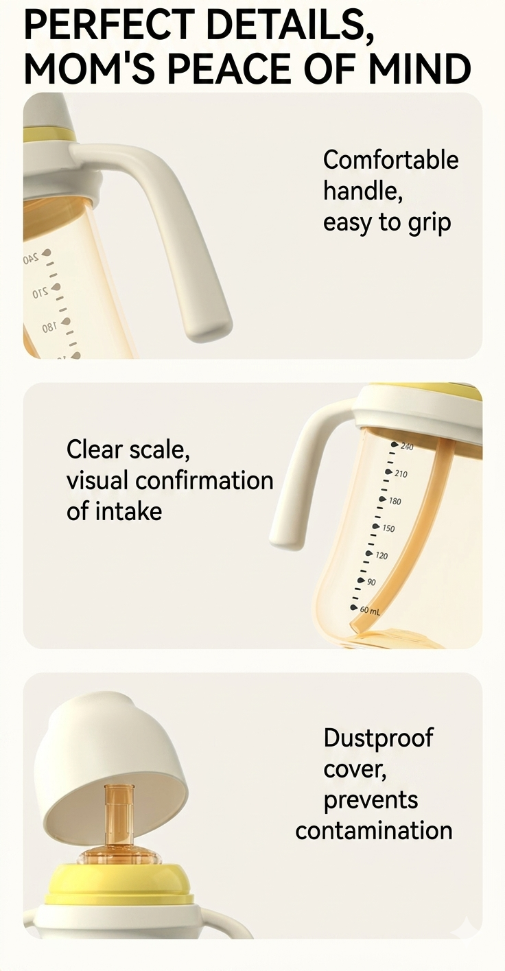 Wide mouth PPSU feeding bottle for newborn baby anti-choking and anti-flatulence feeding bottle for children's pipette cup for big baby direct drinking tube feeding bottle_img_7