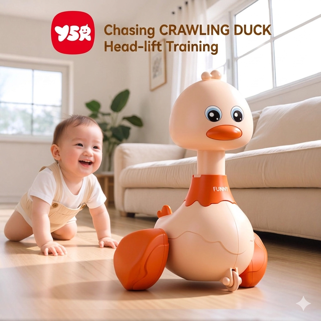 Baby Head-Up Crawling Press Toy for Small Month-Old Babies to Consume Energy, Hand Rattle for Infants 0-6 Months, Early Education to Coax the Baby