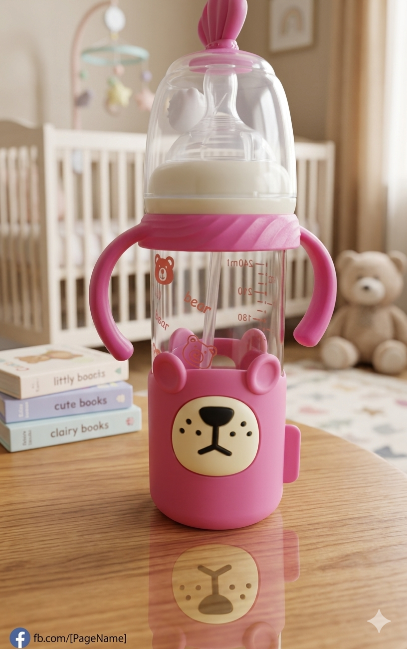 Meiying Tang Glass Bottle//Anti-Fall Baby Bottle//Silicone Sleeve Glass Bottle//Newborn Glass Feeding Set._img_3
