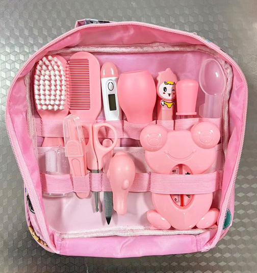 Baby Care Bag 13-Piece Set Baby Nasal Aspirator Nail Scissors Cartoon Set Daily Cleaning Supplies Care Bag_img_2