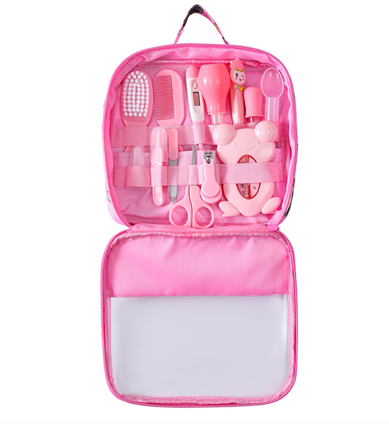 Baby Care Bag 13-Piece Set Baby Nasal Aspirator Nail Scissors Cartoon Set Daily Cleaning Supplies Care Bag_img_1