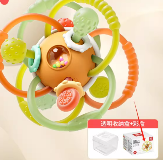 Manhattan Hand-held Ball Baby Toy 0-1 Year Old Puzzle Early Education Baby 3 to 6 Months 4 Molar Silicone Bite_img_4