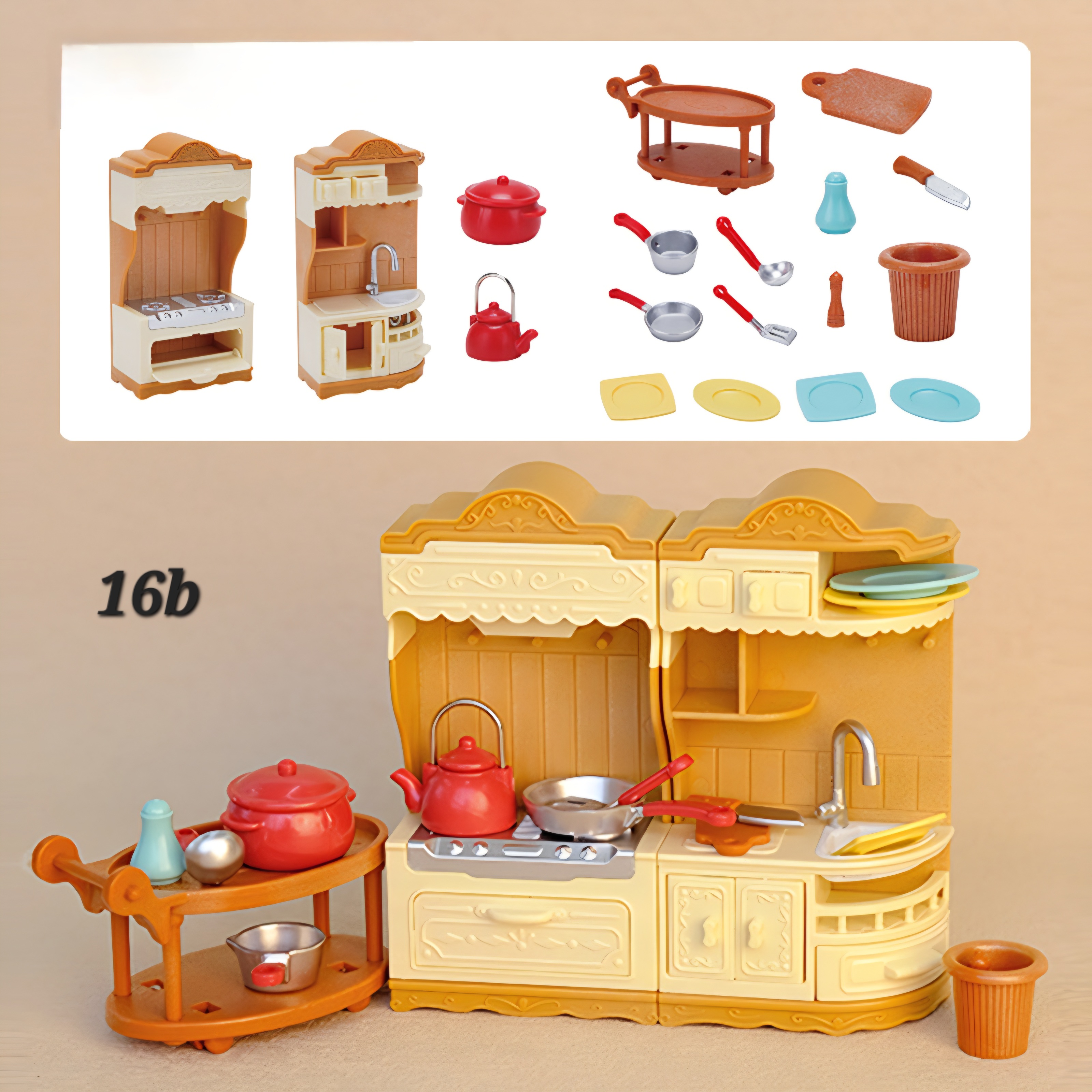 16b Kitchen Stove, Dishwashing Table & Trolley Set