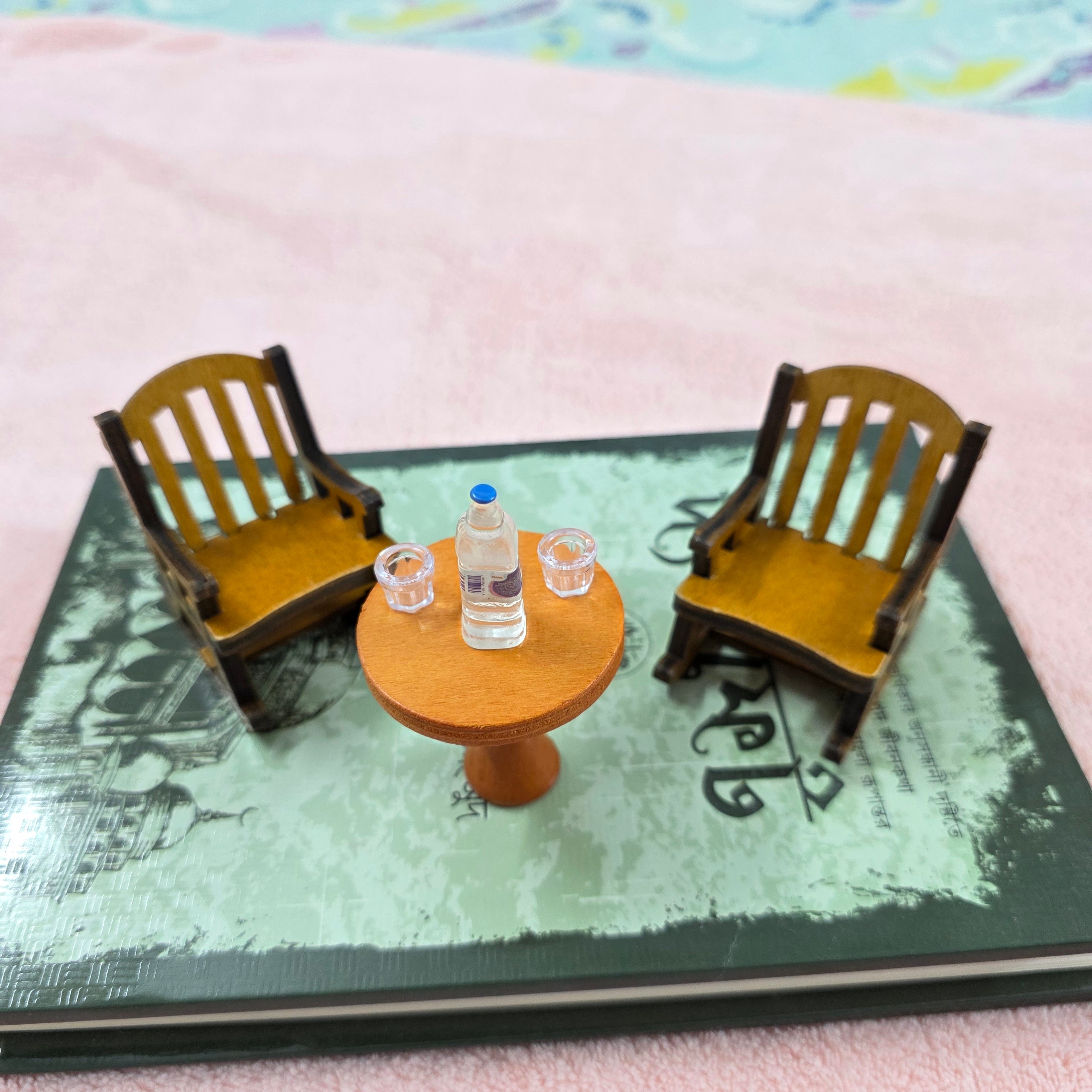 Wooden Rocking Chair & Round Table