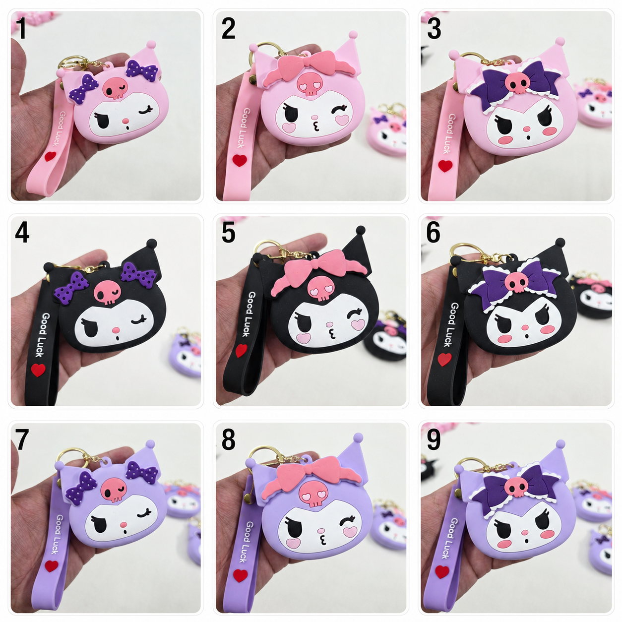 Kuromi Silicone Pouch Keychain Round