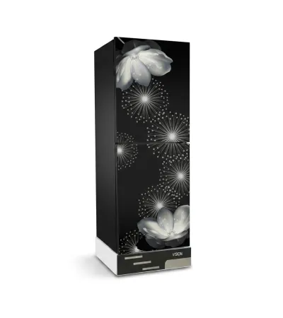 VISION Glass Door Refrigerator RE-185L Digital Lily Flower Bottom Mount_img_0