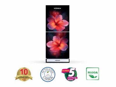 KONKA Refrigerator-KRB-200GB-2-Door, Bottom Freezer (200 Ltr) Light Dark with Red Flower_img_0
